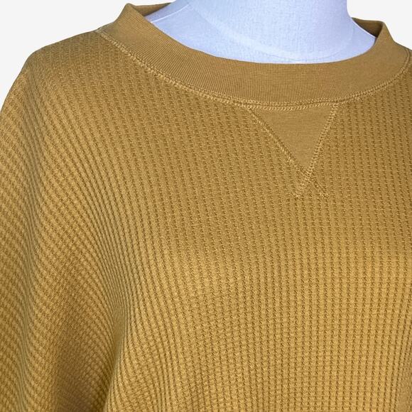 GAP Mustard Waffle Knit Oversized Crewneck Sweatshirt Top Size L - Picture 6 of 7
